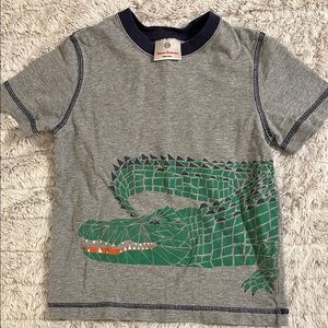 Hanna Andersson Gray Tee with Green Crocodile